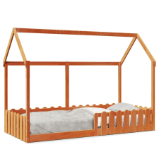 vidaXL viaszbarna tömör fenyőfa házikó gyerekágykeret 90 x 190 cm ágy és ágykellék