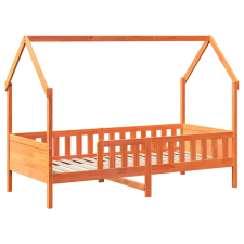 vidaXL viaszbarna tömör fenyőfa házikó gyerekágykeret 90 x 200 cm (850703) ágy és ágykellék
