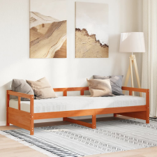 vidaXL viaszbarna tömör fenyőfa kanapéágy matraccal 80 x 200 cm ágy és ágykellék