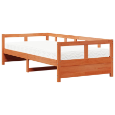vidaXL viaszbarna tömör fenyőfa kanapéágy matraccal 90 x 200 cm (3321052) ágy és ágykellék