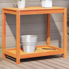 vidaXL viaszbarna tömör fenyőfa ültetőasztal polccal 82,5x50x75 cm kerti dekoráció