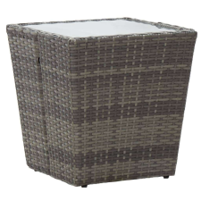 vidaXL vidaXL szürke polyrattan és edzett üveg teázóasztal 41,5x41,5x43 cm kerti bútor