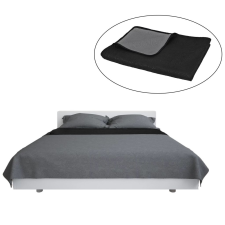 vidaXL vidaXLszürke/fekete kétoldalas steppelt ágytakaró 170 x 210 cm lakástextília