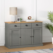 vidaXL VIGO szürke tömör fenyőfa fiókos tálalószekrény 113x40x75 cm bútor