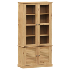 vidaXL VIGO üvegvitrines tömör fenyőfa éjjeliszekrény 85x35x170 cm bútor