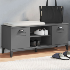 vidaXL VIKEN antracitszürke tömör fenyőfa cipőtároló pad 106x35x45 cm bútor