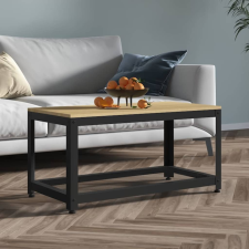 vidaXL világosbarna és fekete MDF és vas dohányzóasztal 90x45x45 cm bútor