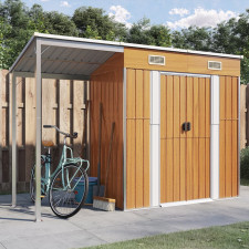 vidaXL Világosbarna fészer meghosszabbított tetővel 277x110,5x181 cm kerti tárolás
