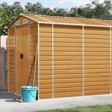 vidaXL Világosbarna horganyzott acél kerti fészer 191 x 725 x 198 cm kerti tárolás