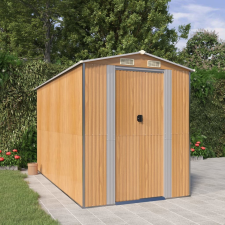 vidaXL világosbarna horganyzott acél kerti fészer 192x357x223 cm kerti tárolás