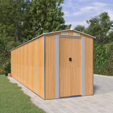 vidaXL világosbarna horganyzott acél kerti fészer 192x772x223 cm kerti tárolás