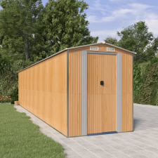 vidaXL világosbarna horganyzott acél kerti fészer 192x855x223 cm kerti tárolás