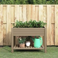 vidaXL világosbarna polipropilén magaságyás 110x45x79 cm kerti dekoráció