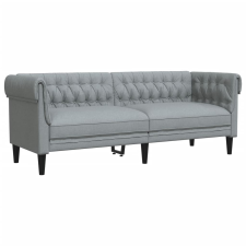 vidaXL világosszürke 3 személyes szövet Chesterfield kanapé (372556) bútor