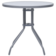 vidaXL világosszürke acél és üveg kerti asztal 80 cm (312215) kerti bútor