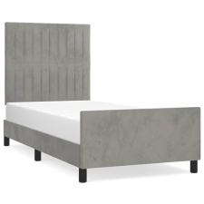 vidaXL világosszürke bársony ágykeret fejtámlával 90x200 cm (3125855) ágy és ágykellék