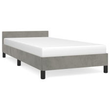 vidaXL világosszürke bársony ágykeret fejtámlával 90x200 cm (347549) ágy és ágykellék