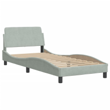 vidaXL világosszürke bársony ágykeret fejtámlával 90x200 cm (373112) ágy és ágykellék