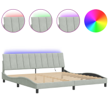 vidaXL világosszürke bársony ágykeret LED-világítással 200 x 200 cm (3213799) ágy és ágykellék