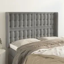 vidaXL világosszürke bársony fejtámla szárnyakkal 147x16x118/128 cm ágy és ágykellék