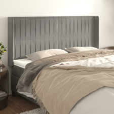 vidaXL világosszürke bársony fejtámla szárnyakkal 203x16x118/128 cm ágy és ágykellék