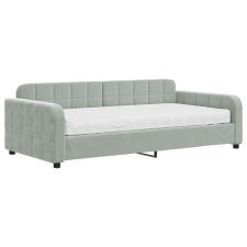 vidaXL világosszürke bársony kanapéágy matraccal 100 x 200 cm (3196912) ágy és ágykellék