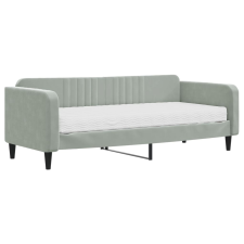 vidaXL világosszürke bársony kanapéágy matraccal 90 x 200 cm (3197039) ágy és ágykellék