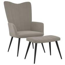 vidaXL Világosszürke bársony pihenőszék lábtartóval bútor