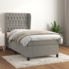 vidaXL világosszürke bársony rugós ágy matraccal 100 x 200 cm ágy és ágykellék