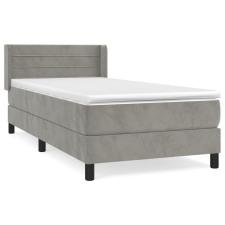 vidaXL világosszürke bársony rugós ágy matraccal 100 x 200 cm (3131003) ágy és ágykellék