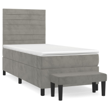 vidaXL világosszürke bársony rugós ágy matraccal 100 x 200 cm (3137887) ágy és ágykellék
