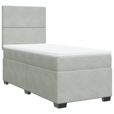 vidaXL világosszürke bársony rugós ágy matraccal 100 x 200 cm (3290828) ágy és ágykellék