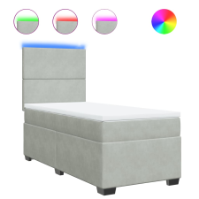 vidaXL világosszürke bársony rugós ágy matraccal 100 x 200 cm (3293128) ágy és ágykellék