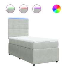vidaXL világosszürke bársony rugós ágy matraccal 100 x 200 cm (3294562) ágy és ágykellék