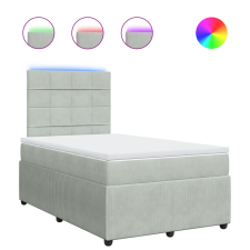 vidaXL világosszürke bársony rugós ágy matraccal 120 x 190 cm (3294586) ágy és ágykellék