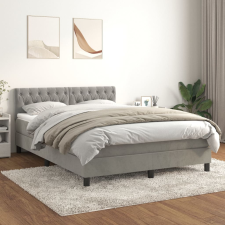 vidaXL világosszürke bársony rugós ágy matraccal 140x190 cm ágy és ágykellék