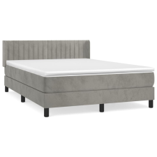 vidaXL világosszürke bársony rugós ágy matraccal 140x190 cm (3131075) ágy és ágykellék