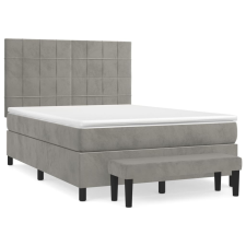 vidaXL világosszürke bársony rugós ágy matraccal 140x190 cm (3137839) ágy és ágykellék