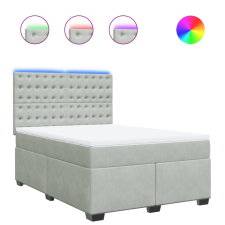 vidaXL világosszürke bársony rugós ágy matraccal 140x190 cm (3293218) ágy és ágykellék