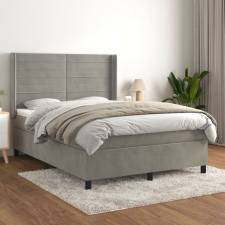 vidaXL világosszürke bársony rugós ágy matraccal 140x200 cm ágy és ágykellék