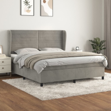 vidaXL világosszürke bársony rugós ágy matraccal 160x200 cm ágy és ágykellék