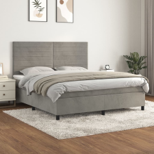 vidaXL világosszürke bársony rugós ágy matraccal 180x200 cm ágy és ágykellék