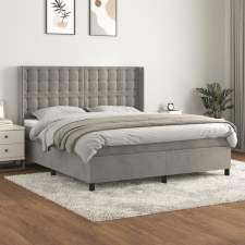 vidaXL világosszürke bársony rugós ágy matraccal 180x200 cm ágy és ágykellék