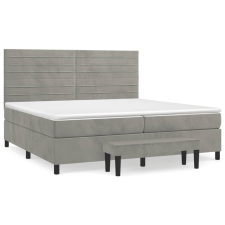 vidaXL világosszürke bársony rugós ágy matraccal 200x200 cm (3137923) ágy és ágykellék