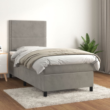 vidaXL világosszürke bársony rugós ágy matraccal 80 x 200 cm ágy és ágykellék