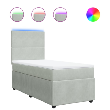 vidaXL világosszürke bársony rugós ágy matraccal 80 x 200 cm (3294484) ágy és ágykellék