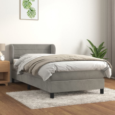 vidaXL Világosszürke bársony rugós ágy matraccal 90 x 200 cm bútor