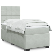 vidaXL világosszürke bársony rugós ágy matraccal 90 x 200 cm ágy és ágykellék