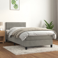 vidaXL világosszürke bársony rugós ágy matraccal 90 x 200 cm ágy és ágykellék
