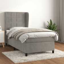 vidaXL világosszürke bársony rugós ágy matraccal 90 x 200 cm ágy és ágykellék